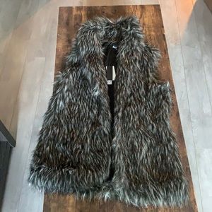 William Rast gray black fur vest long. Size small NWT